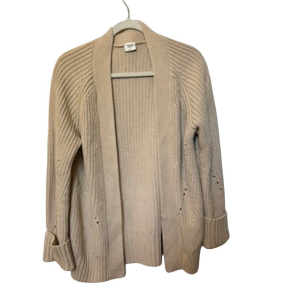 Abercrombie Fitch Oatmeal Beige Open Cardigan Knit Long Sweater Small